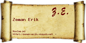 Zeman Erik névjegykártya